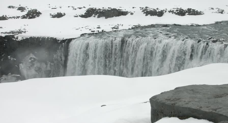 Waterfall in a snowy winter wonderland