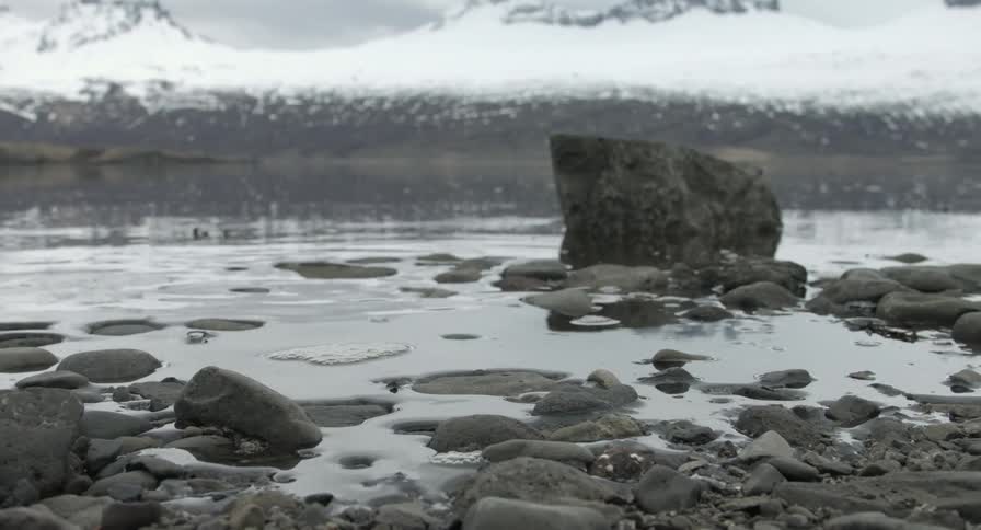 Tide fills up a rocky shore line
