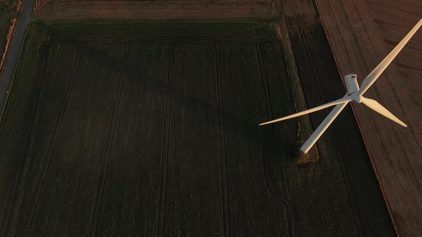 Aerial view of a wind turbine