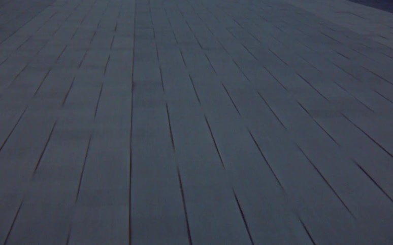 The sidewalk moves past fast