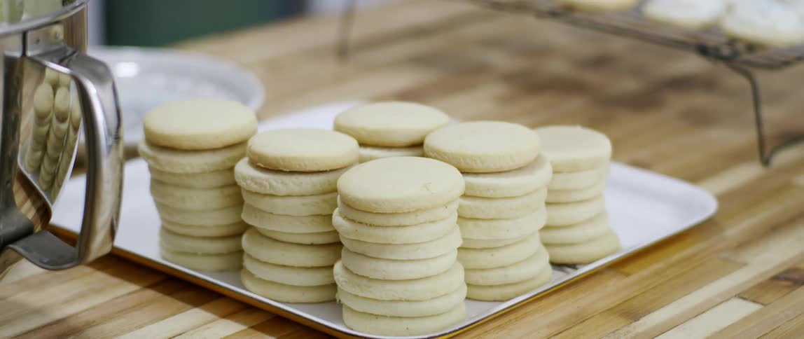 Stacks of cookies begin to vanish on a platter