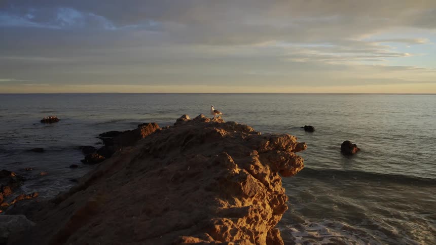 A view of a sunset at the coast