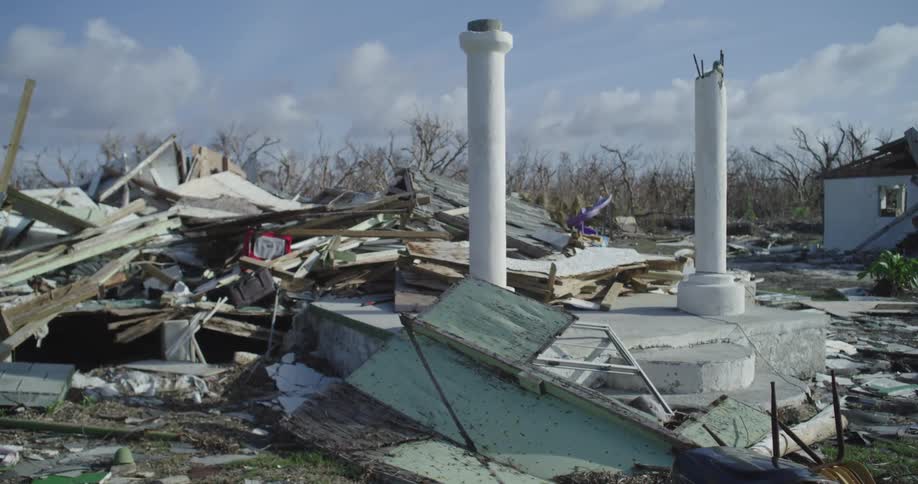 The town is destroyed form a natural disaster