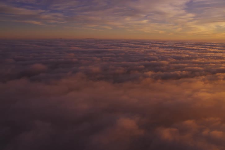 A sea of clouds in the evening sky