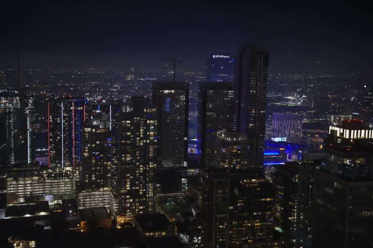 Skyscrapers in a metropolis at night