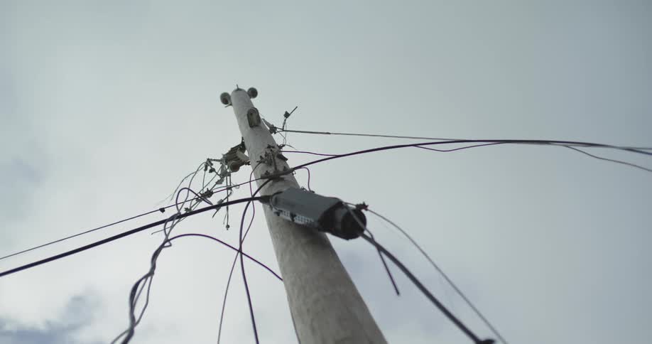 The power line has hanging wires