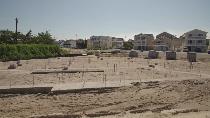 The construction site is near the homes