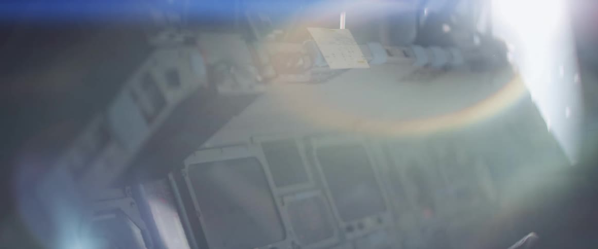 The light shines in on the cockpit