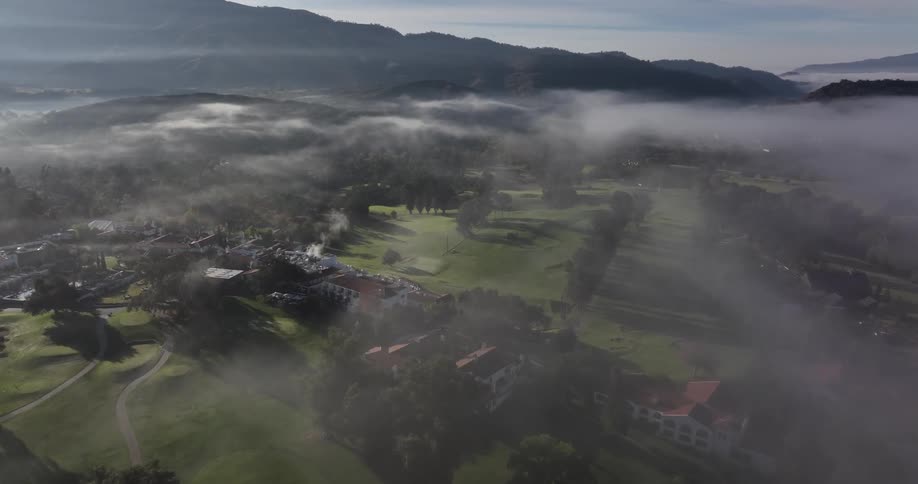 An aerial view of a golf course