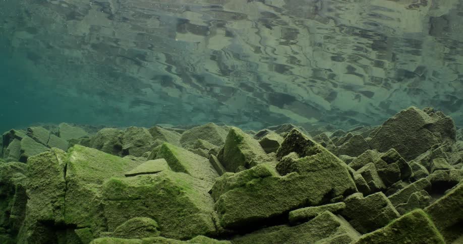 Under water footage of rocks