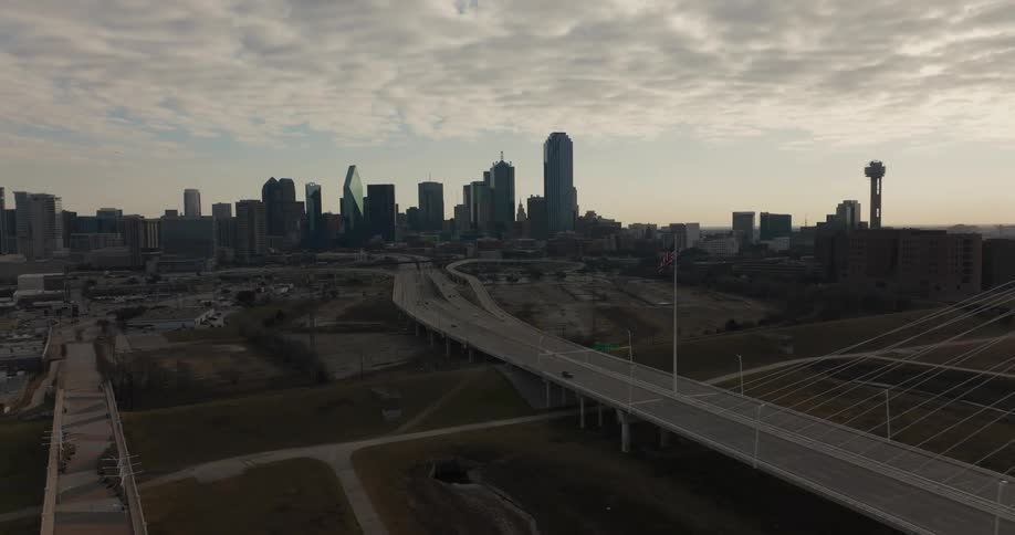 The city is covered with heavy clouds above
