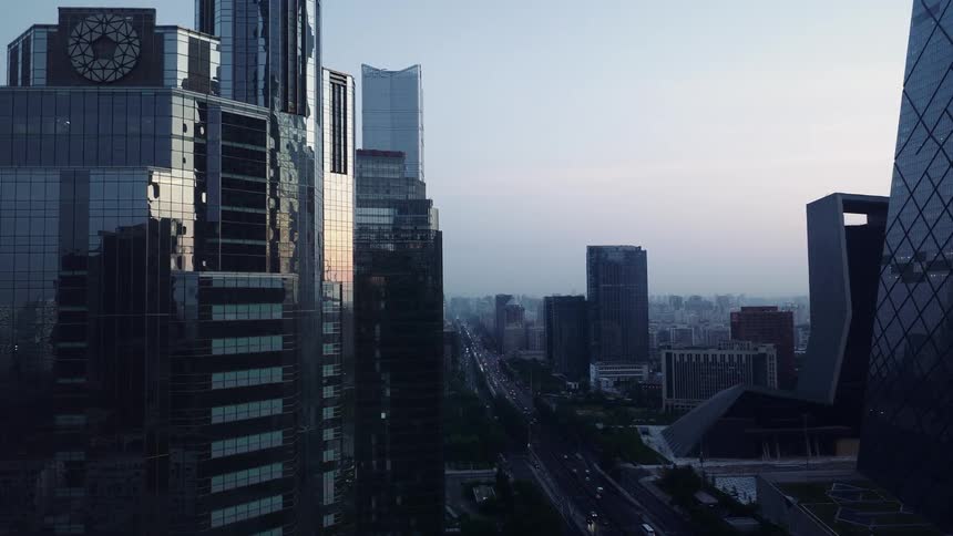 Traffic runs through the middle of the city