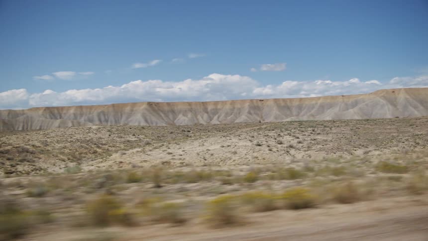 The desert is barren on a sunny day