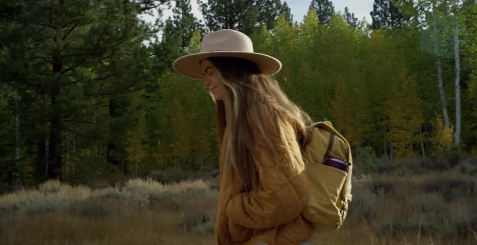A woman walking around outdoors