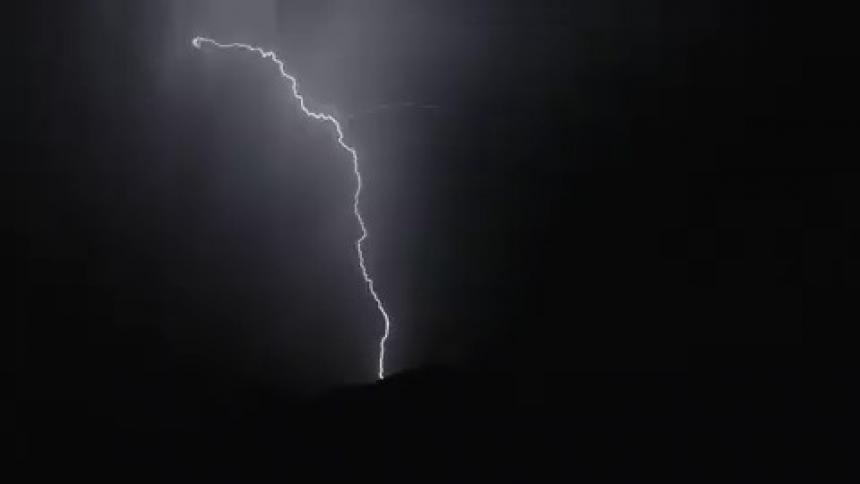 A view of lightning at night