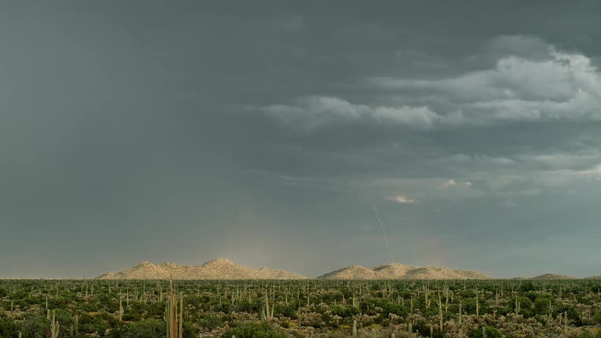A storm with lightning is forming in the atmosphere