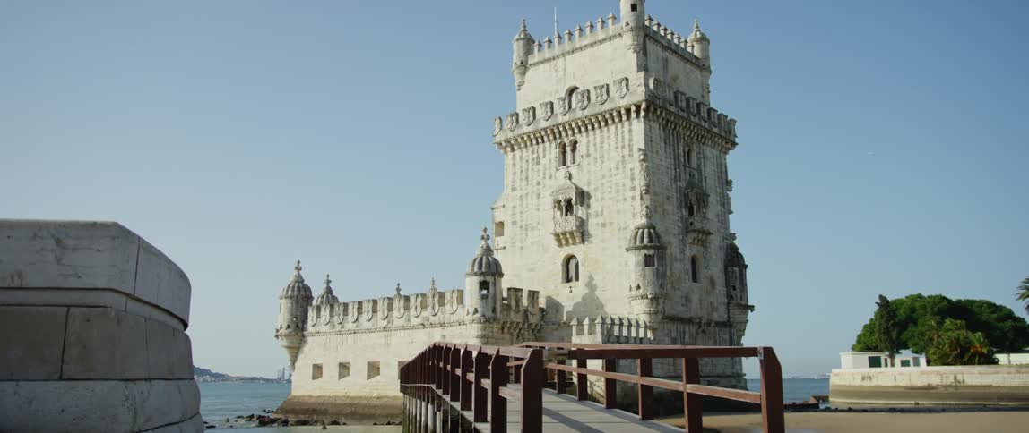A building is near a body of water