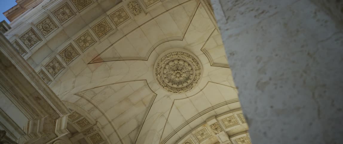 The ceiling of a stone landmark building