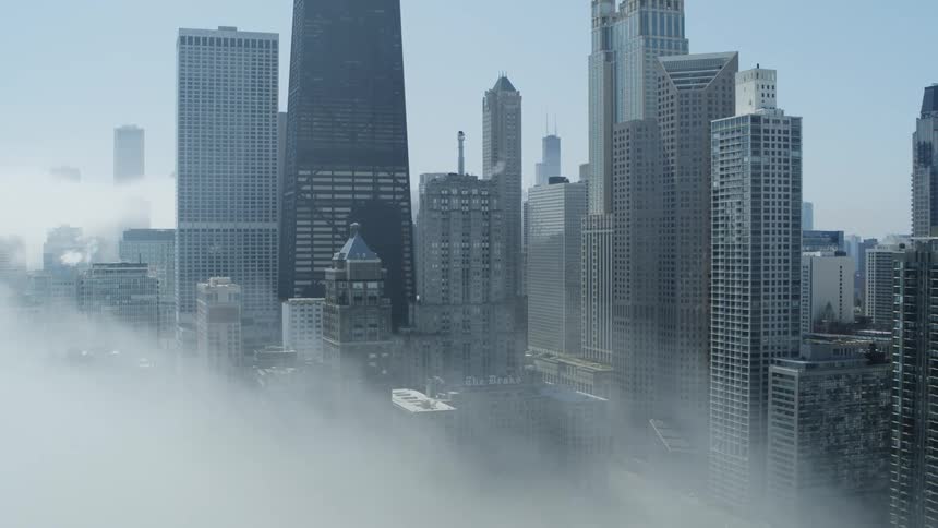 Wide shot of Chicago high rise buildings