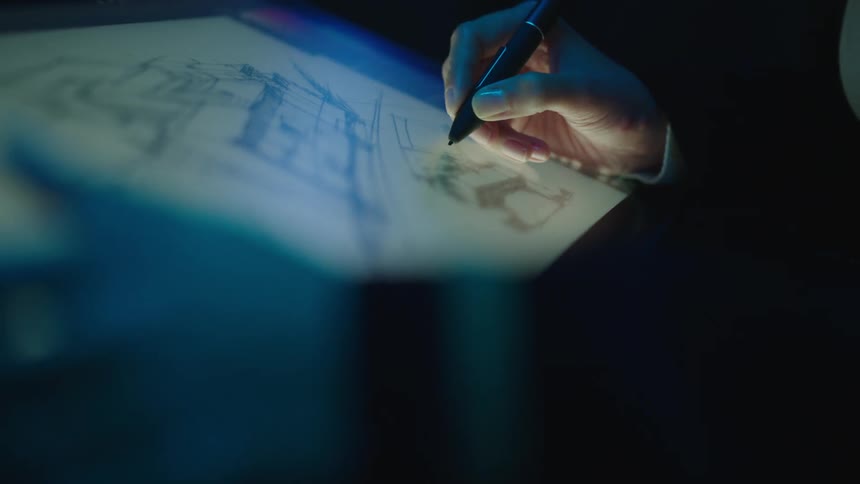 A person sketching a design