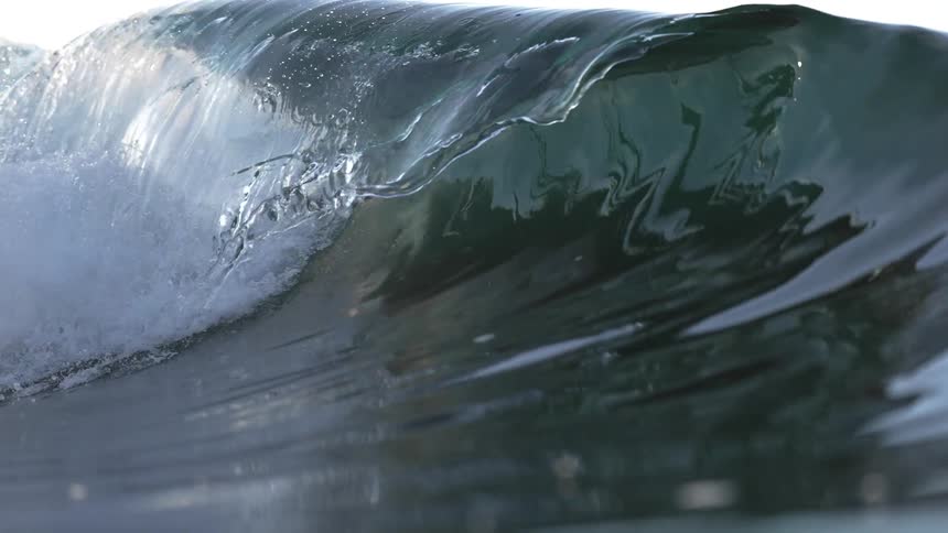 Waves are moving through the ocean during sunset