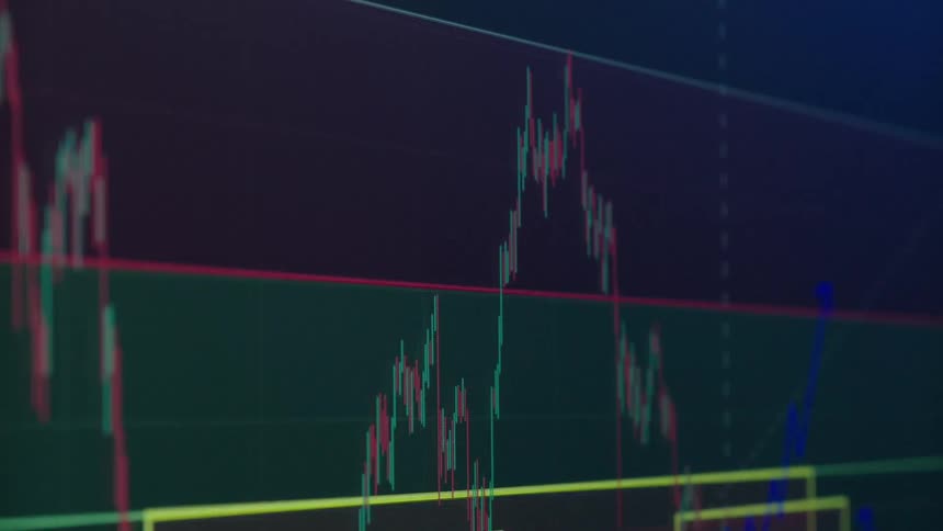 Screen displays pink and green graph lines on a grid