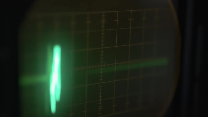 A view of a vintage screen with green lines