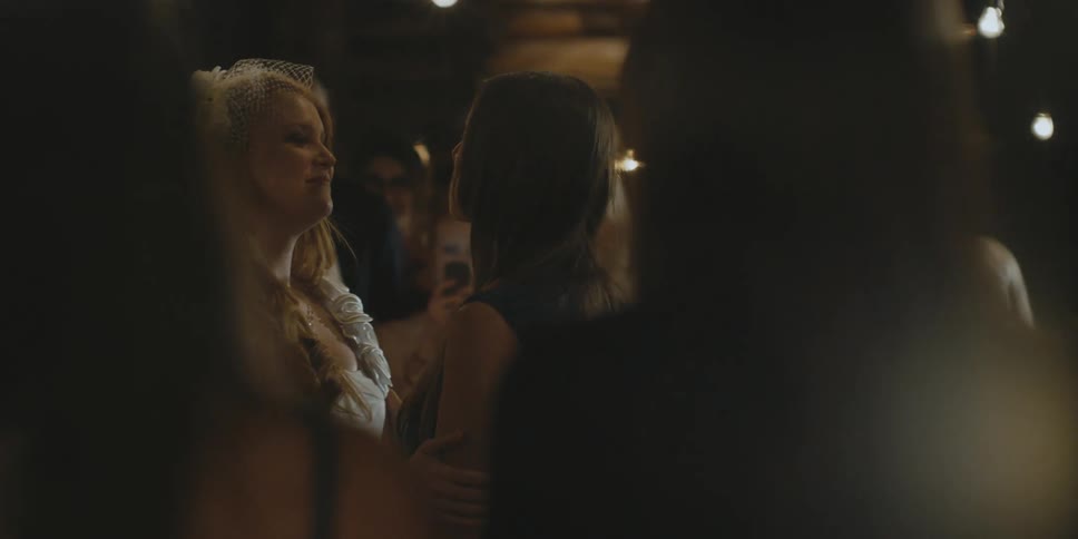 People celebrate at a wedding reception