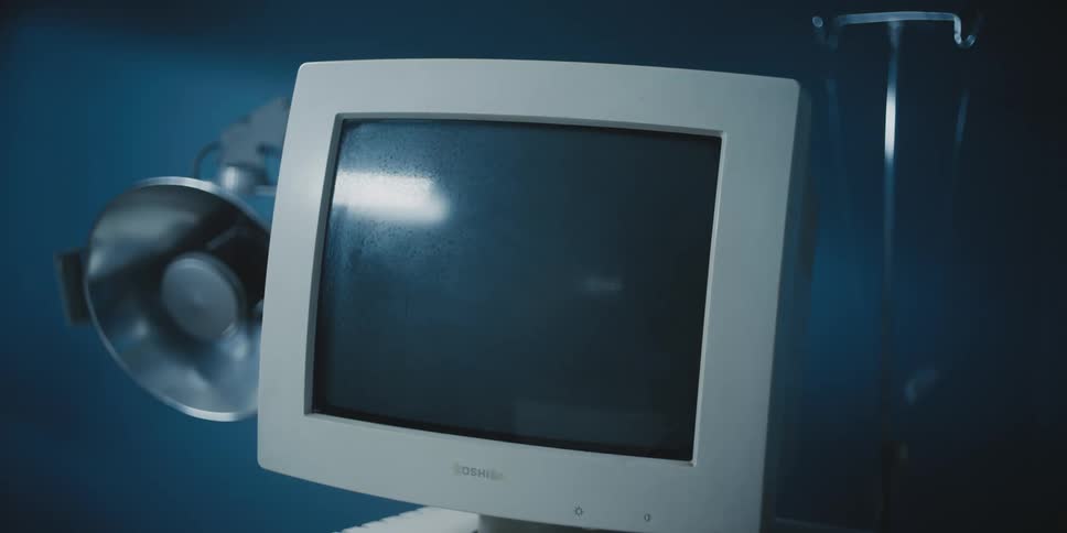 The table has a single computer monitor