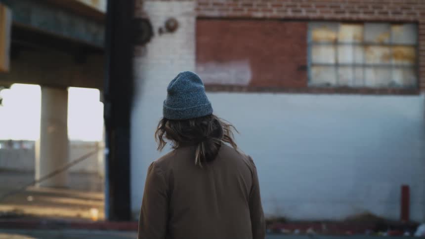 A woman walking outdoors