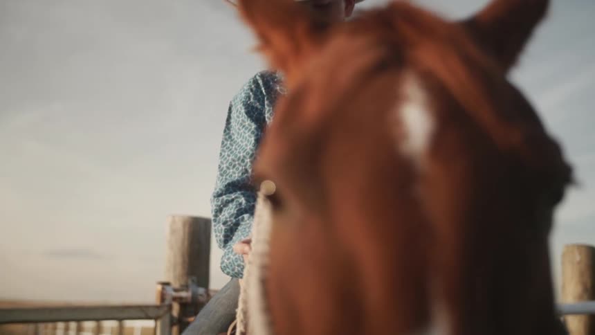 A boy is on a horse near a fence