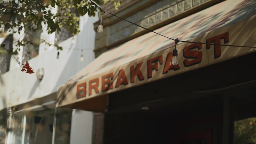 A sign above a restaurant