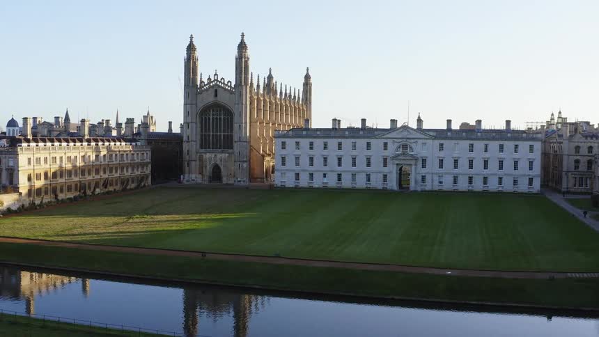 Kings College Chapel with sunrise shining on the building