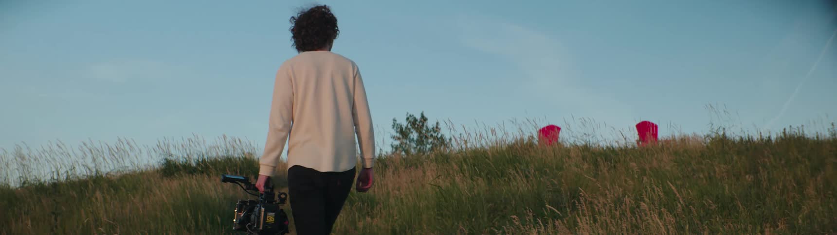 A view of a person walking outdoors
