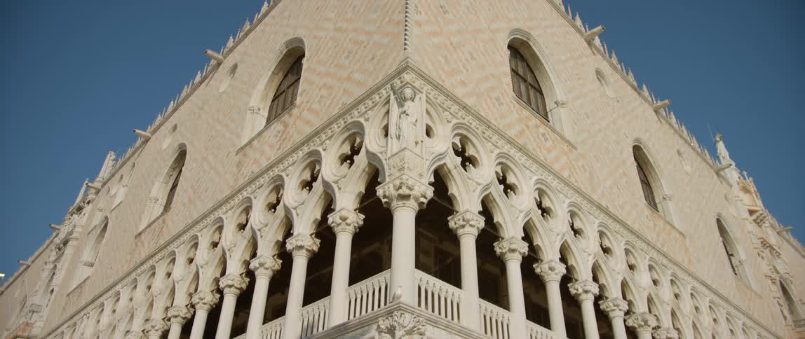The gothic architecture of the Doge's Palace in Venice, Italy