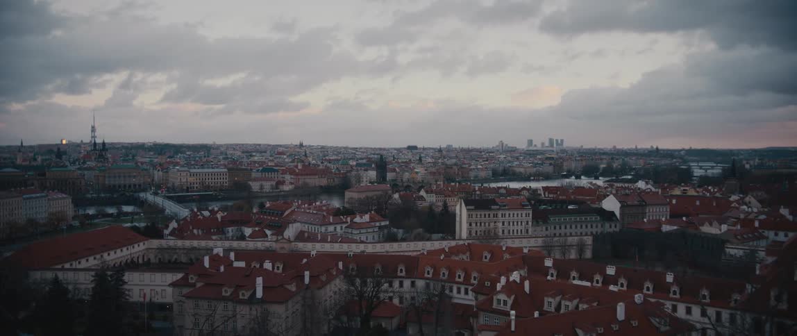 Panoramic view of Prague, Czech Republic on a cloudy day