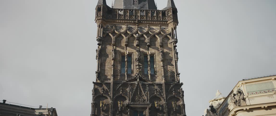 The exterior of old stone buildings
