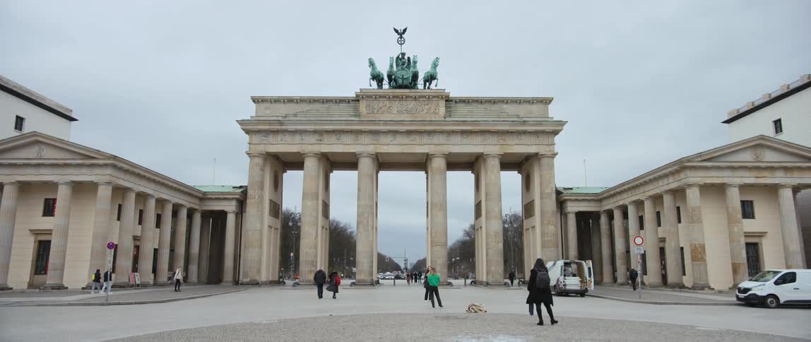 Tourists visiting the Brandenburg Gate in Berlin, Germany