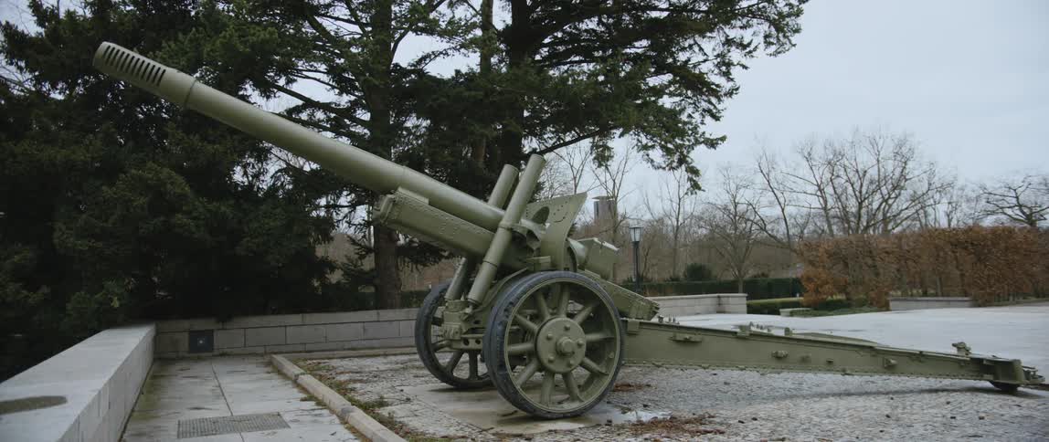 A 152 mm howitzer-gun M1937 at the Soviet War Memorial Tiergarten in Berlin, Germany