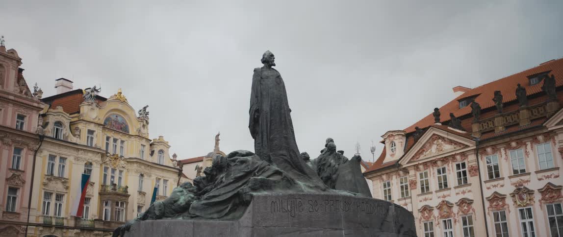 The Jan Hus Memorial in Old Town Square, Prague, Czech Republic