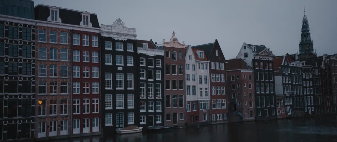Canal homes in the city of Amsterdam, North Holland, Netherlands