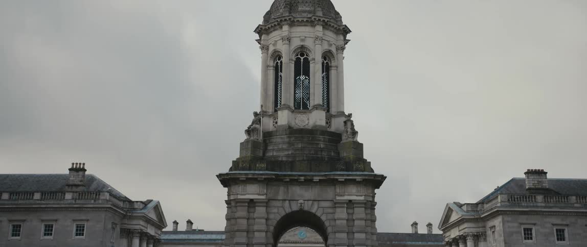 The dome and lantern topped Campanile entrance gate of Trinity College in Dublin, Ireland