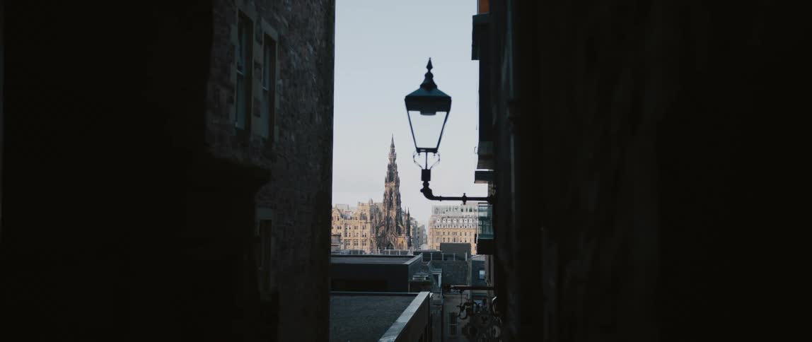 The alley in the city is dark