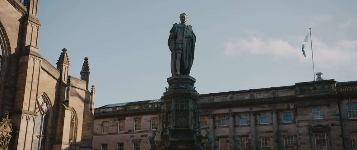 Memorial statue of Walter Scott near St. Giles Cathedral in Edinburgh, Scotland, United Kingdom