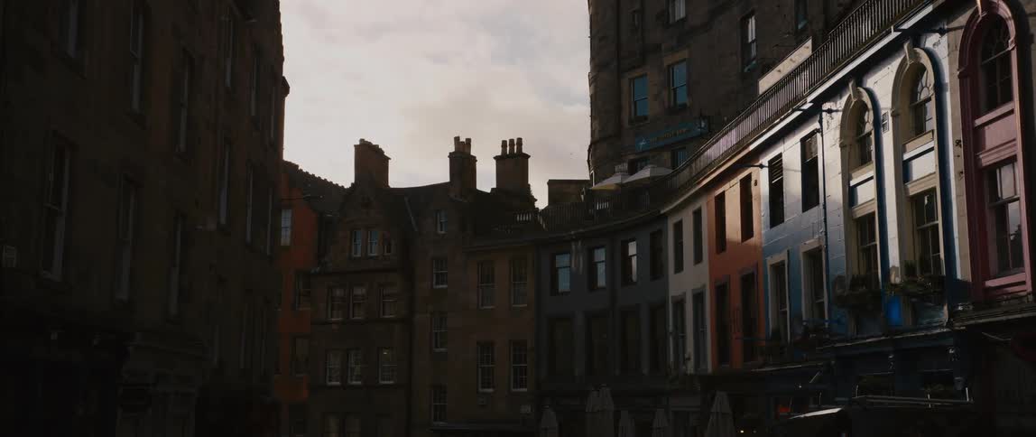 Colorful houses along Victoria Street, Edinburgh, Scotland, United Kingdom