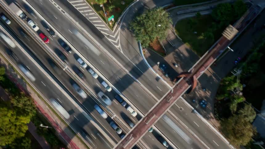 Time lapse of cars traveling on a busy city street