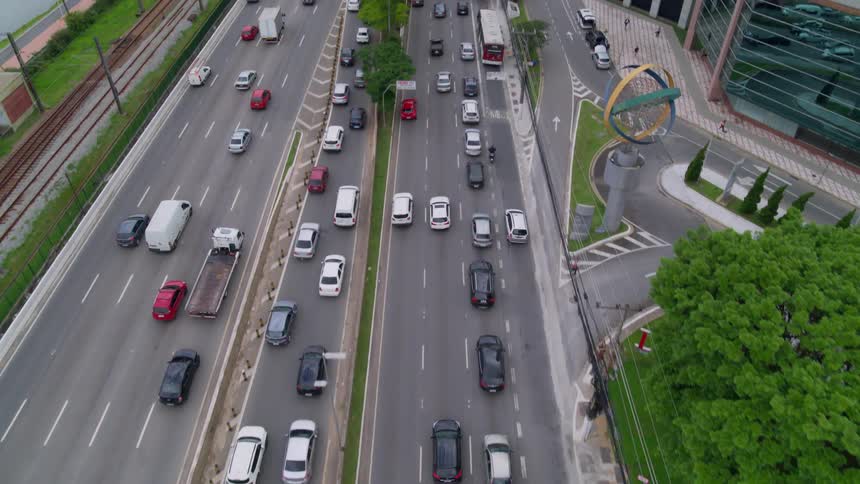 An aerial view of traffic