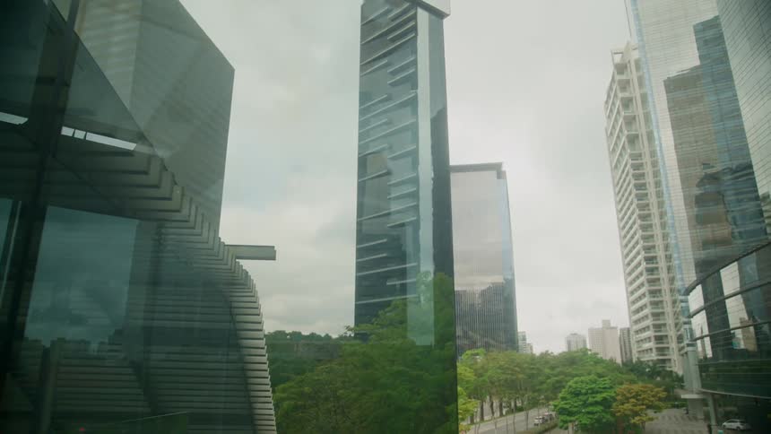 The city has many tall buildings