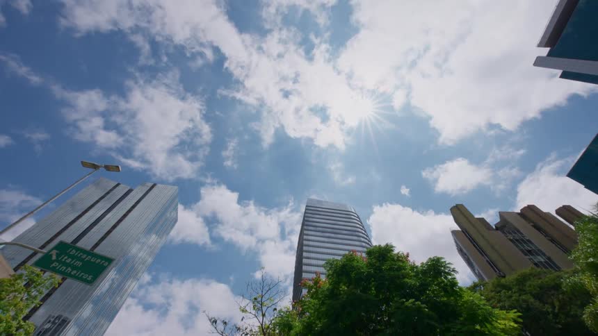 High rise office buildings in a downtown area
