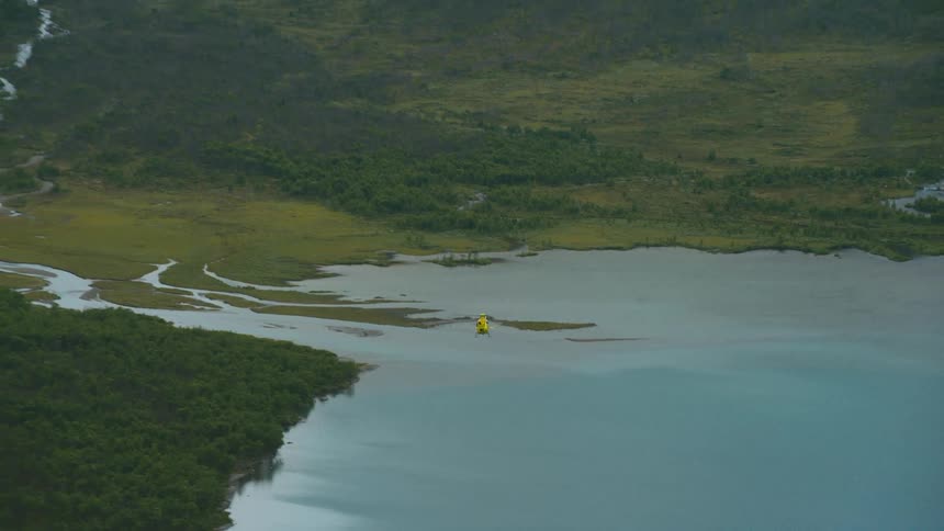 An aerial view of a helicopter